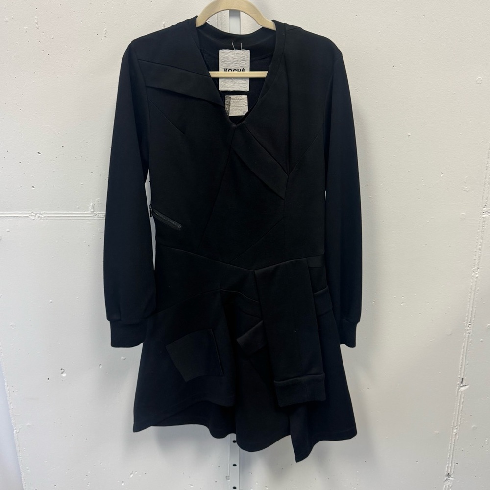 Unique Koche Assymetric Contemporary Designer‎ Dress Mini Dress Black